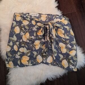 Vintage Y2K Abercrombie & Fitch Blue Yellow Lemon Tie Swim Coverup Skirt OS